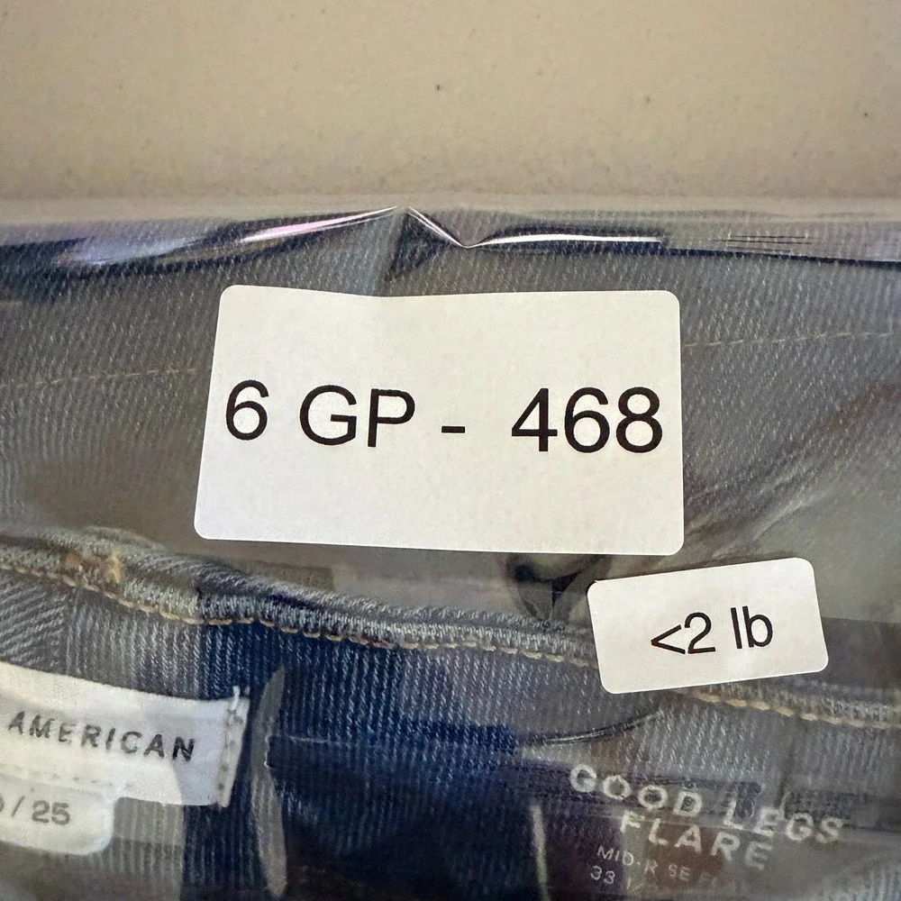 Good American Good Legs Flare Jeans Women 0/25 Blue Mid Rise Distressed NWT